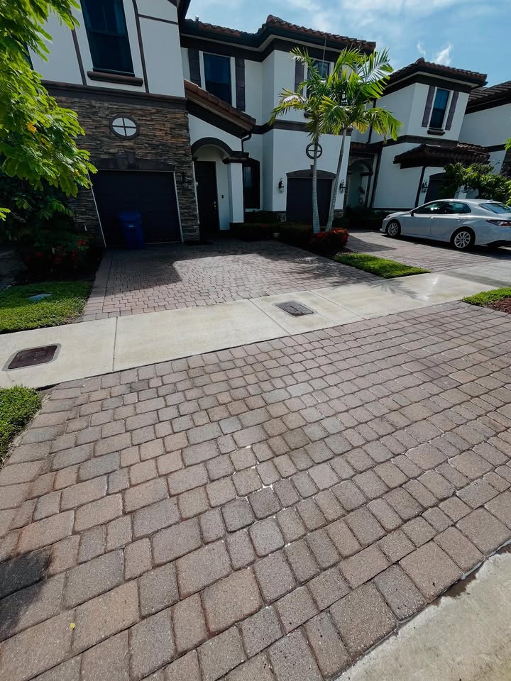 Driveway after pressure washing